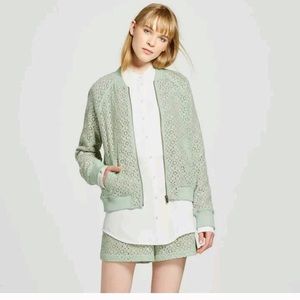 NWOT VICTORIA BECKHAM FLORAL LACE BOMBER JACKET